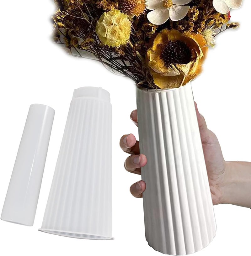 Snoogg Striped Vase Silicone Mold for Resin Casting 8 inch Tall Flower Pot Mould for Epoxy Gypsum Concrete Cement Wax Candles DIY Pen Holder Home Decor Art Craft - Image 1