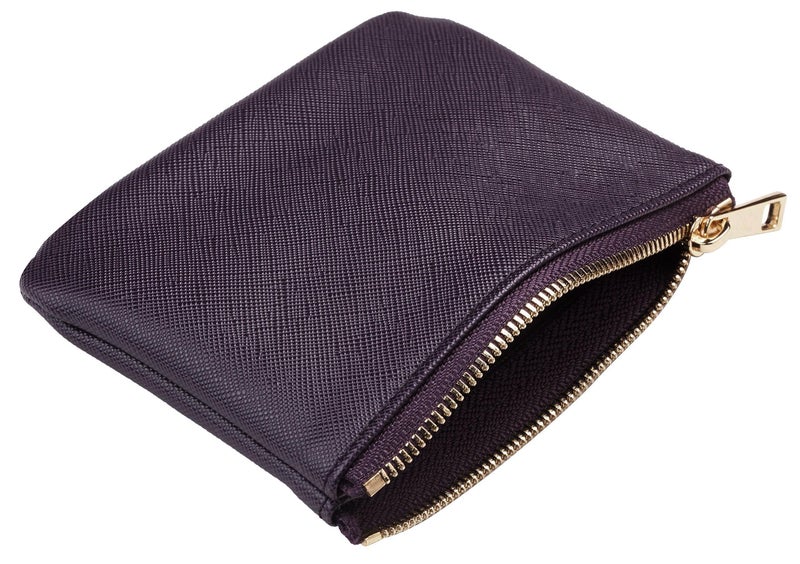 Chelmon Vegan Leather Coin Purse Pouch Change Purse With Zipper For Men Women (CH Steel Purple) - Image 3