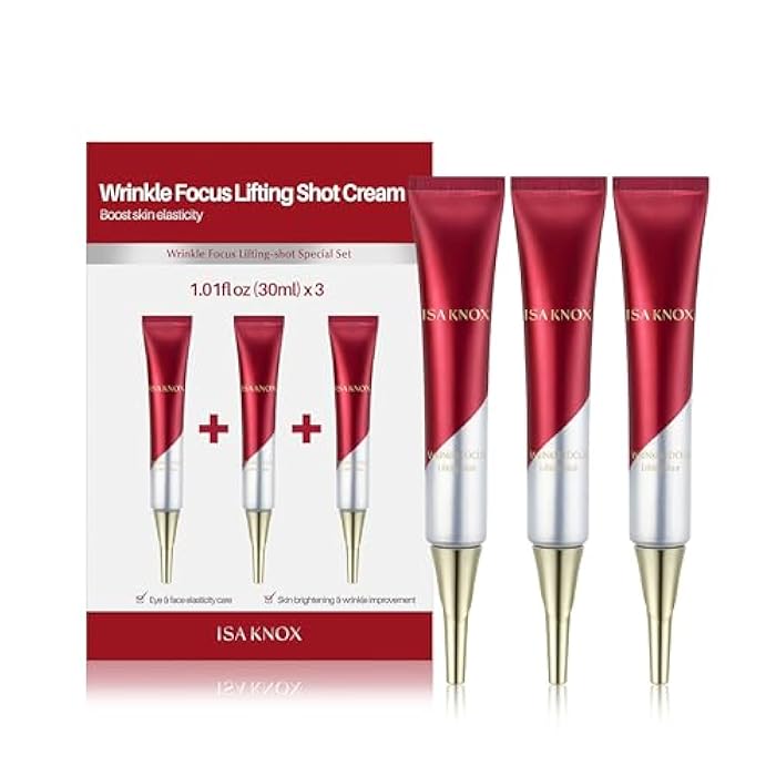 ISA KNOX Wrinkle Focus Shot - Eye Wrinkle Cream Set. Powerful Moisturizer for Fine Lines, Elasticity Strengthening Serum for Face and Eyes, Neck, 3.1 fl oz, Pack of 3 - Image 1