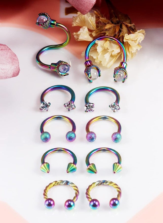 Cisyozi 16G Lip Rings Hoop Piercing Jewelry for Women Stainless Surgical Steel Spiral Horseshoe septum Ring Dragon Claw Tragus Helix Cartilage Earring Hoop Piercing Jewelry for Women Men 16 Gauge 8mm - Image 3