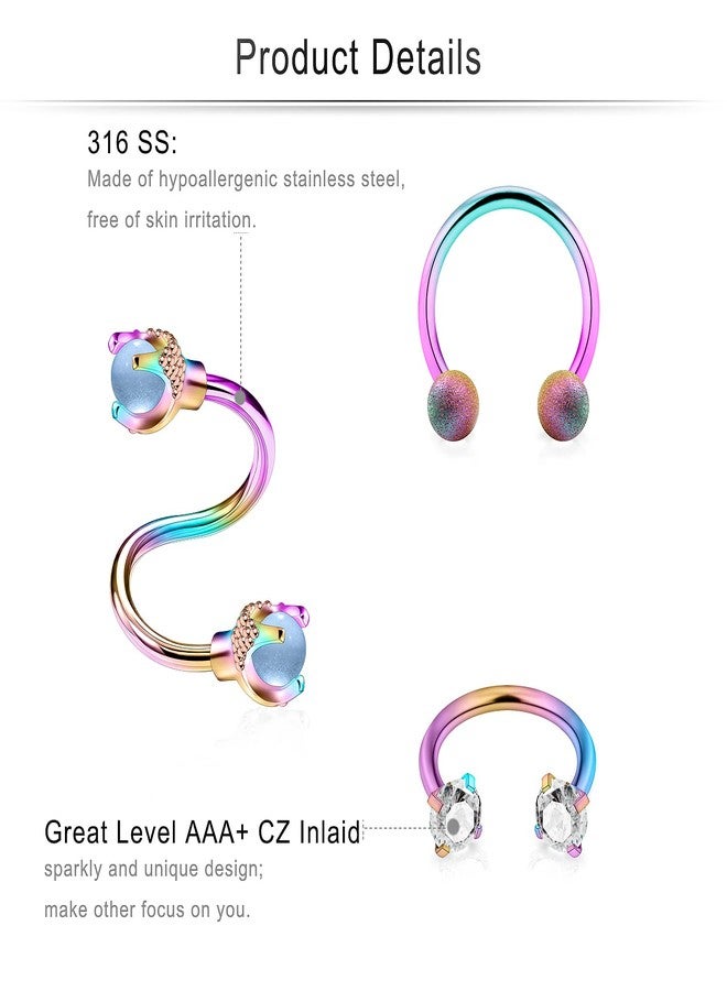 Cisyozi 16G Lip Rings Hoop Piercing Jewelry for Women Stainless Surgical Steel Spiral Horseshoe septum Ring Dragon Claw Tragus Helix Cartilage Earring Hoop Piercing Jewelry for Women Men 16 Gauge 8mm - Image 5