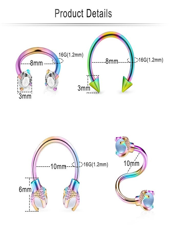 Cisyozi 16G Lip Rings Hoop Piercing Jewelry for Women Stainless Surgical Steel Spiral Horseshoe septum Ring Dragon Claw Tragus Helix Cartilage Earring Hoop Piercing Jewelry for Women Men 16 Gauge 8mm - Image 4
