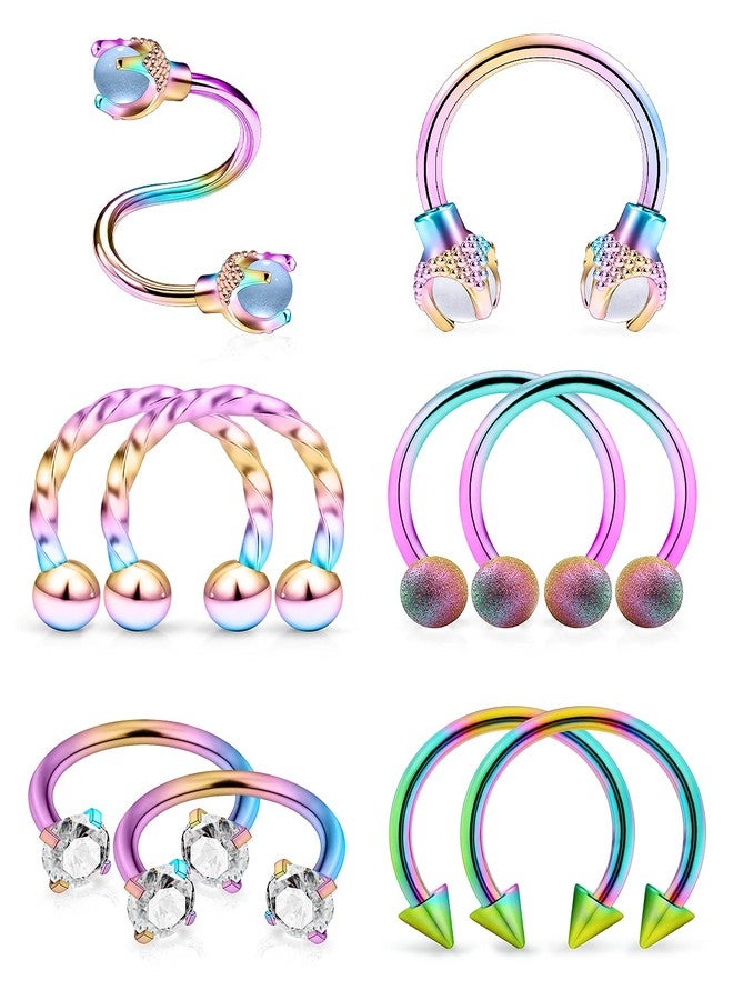 Cisyozi 16G Lip Rings Hoop Piercing Jewelry for Women Stainless Surgical Steel Spiral Horseshoe septum Ring Dragon Claw Tragus Helix Cartilage Earring Hoop Piercing Jewelry for Women Men 16 Gauge 8mm - Image 1