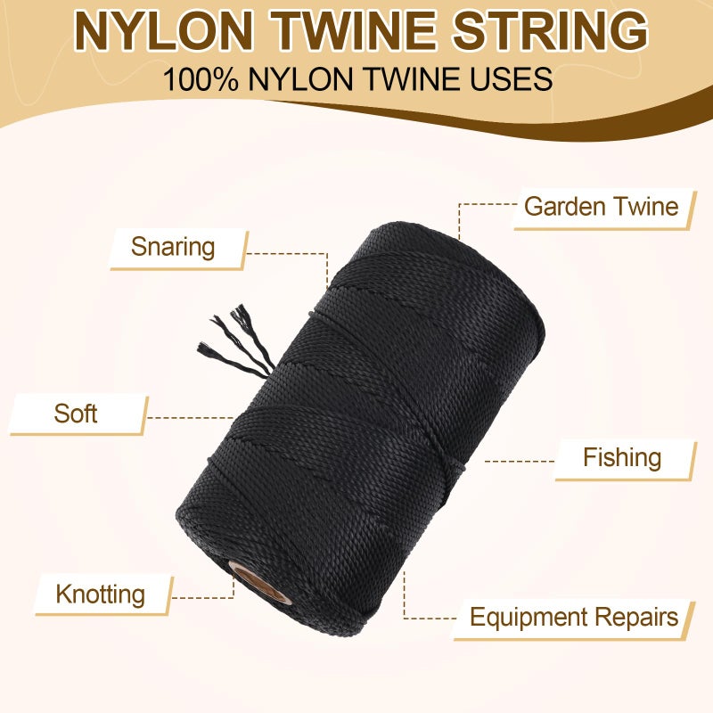 ANMOFLY Black Nylon String,984ft 2mm Nylon Cord Twine for Garden,Tomato,Climbing Plant,Tie Floristry,Fishing,Wrapping,Camping and Outdoor Survival,Netting Home Improvement - Image 2