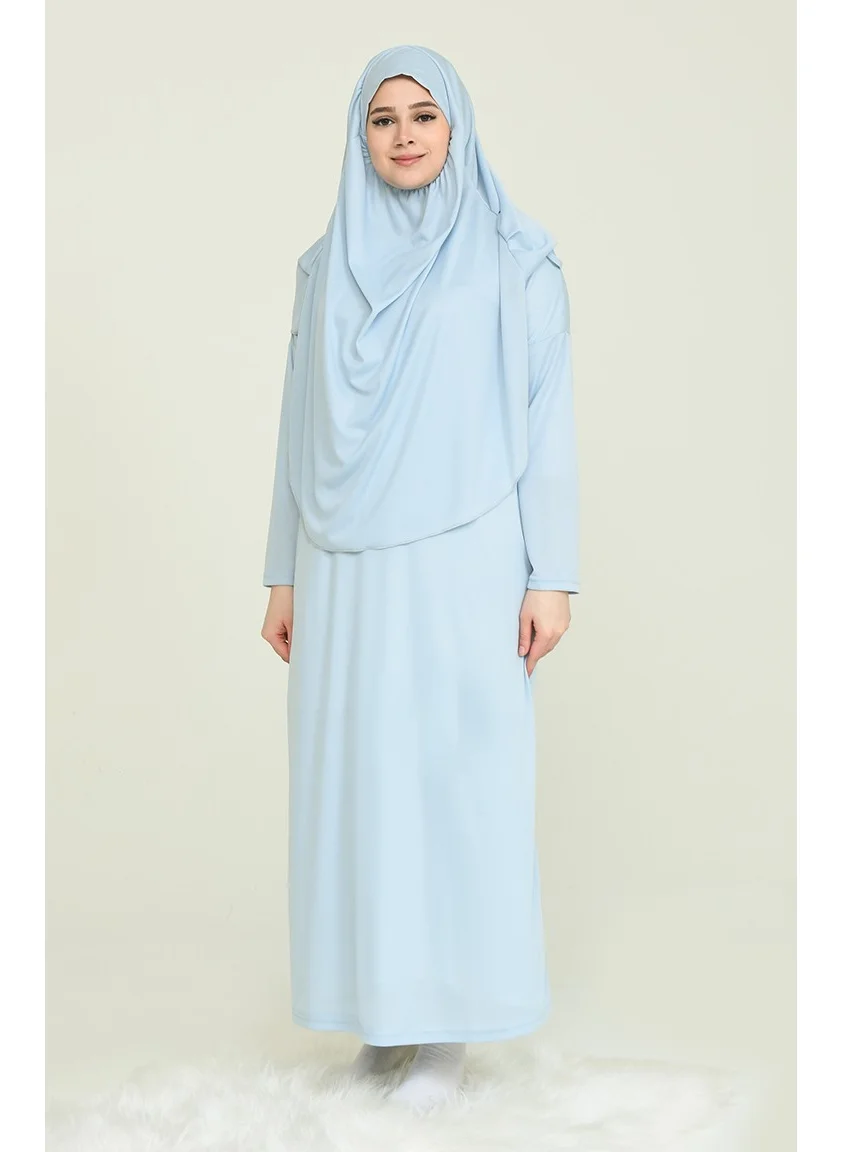 Sefa Merve Prayer Dress with Bag 4486A-11 Baby Blue