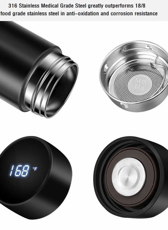 TLINNA 316 Medical Grade Stainless Steel Sports Water Bottle with LED Temperature Display,Double Wall Vacuum Insulated Water Bottle, Stay Hot for 24 Hrs,Cold for 24 Hrs,Thermo Travel Modern Mug(500mL,17oz) - Image 2