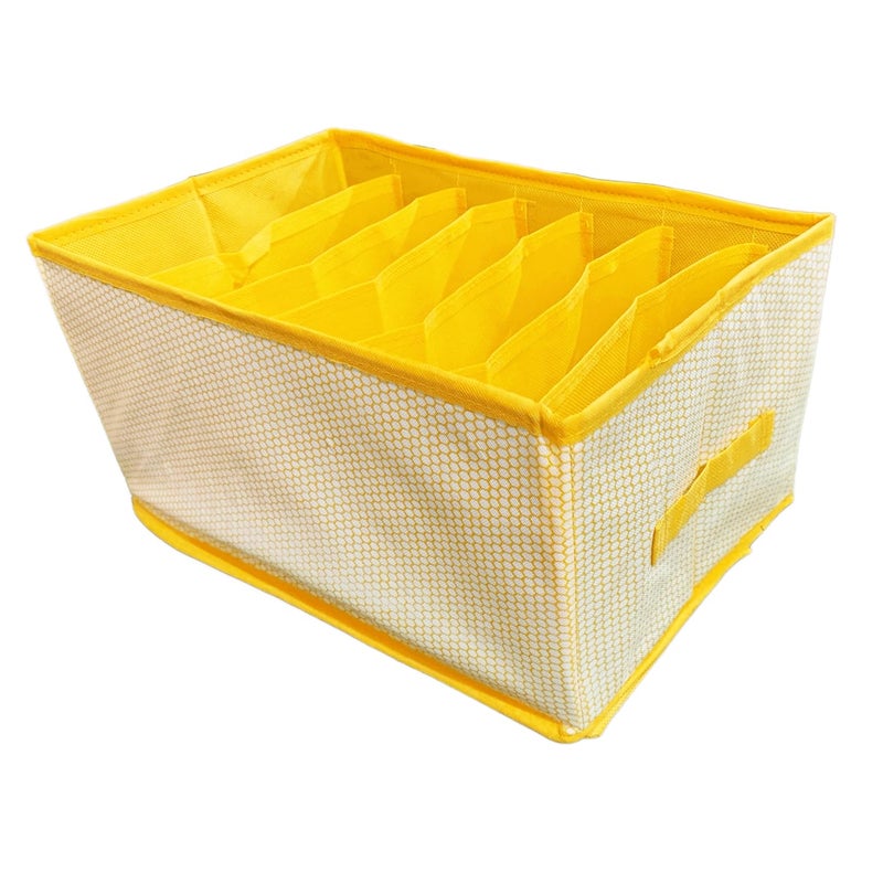 SYSTEMIZE SYSTEMIZE Wardrobe Closet OrganizerStorage with Handles Foldable Non woven Fabric Closet Organizers Dividers for Clothing Pants Jeans Sweater Drawing organizer Yellow Dot Pack of 2 - Image 3