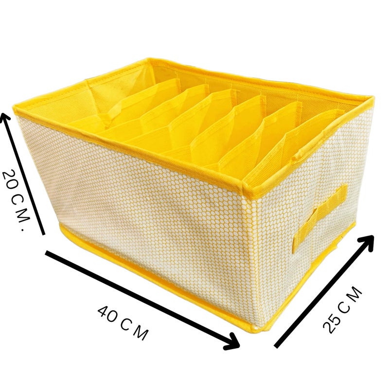 SYSTEMIZE SYSTEMIZE Wardrobe Closet OrganizerStorage with Handles Foldable Non woven Fabric Closet Organizers Dividers for Clothing Pants Jeans Sweater Drawing organizer Yellow Dot Pack of 2 - Image 2