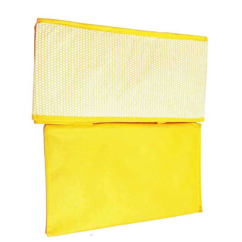 SYSTEMIZE SYSTEMIZE Wardrobe Closet OrganizerStorage with Handles Foldable Non woven Fabric Closet Organizers Dividers for Clothing Pants Jeans Sweater Drawing organizer Yellow Dot Pack of 2 - Image 4