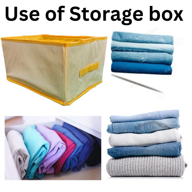 SYSTEMIZE SYSTEMIZE Wardrobe Closet OrganizerStorage with Handles Foldable Non woven Fabric Closet Organizers Dividers for Clothing Pants Jeans Sweater Drawing organizer Yellow Dot Pack of 2 - Image 5