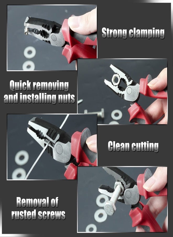 LEONTOOL High Leverage Combination Pliers 6-Inch Heavy Duty Chrome Nickel Steel Linesman Pliers Serrated Jaw Side Cutters 35% Less Effort Professional Hand Tool - Image 4