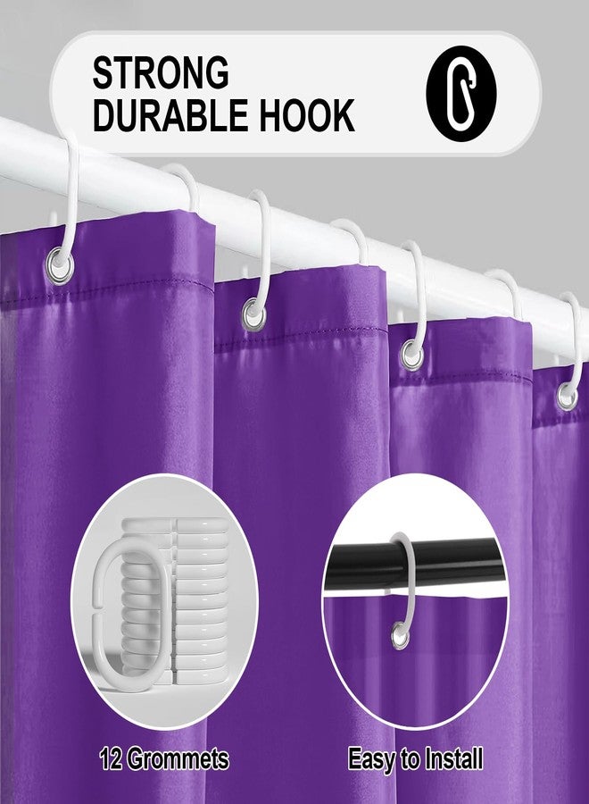 timecity Shower Curtain Liner Purple PEVA Bath Curtain with 3 Magnets Thickened Waterproof Quick Drying Shower Curtain Set with 12 White Plastic Hooks Shower Liner for Bathroom Shower,71x71inch - Image 4