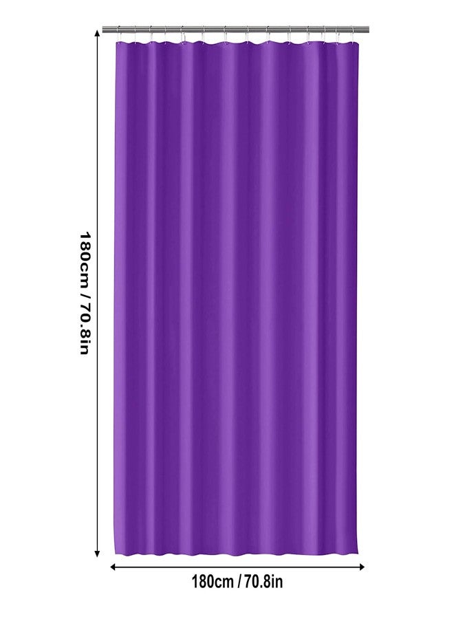 timecity Shower Curtain Liner Purple PEVA Bath Curtain with 3 Magnets Thickened Waterproof Quick Drying Shower Curtain Set with 12 White Plastic Hooks Shower Liner for Bathroom Shower,71x71inch - Image 2
