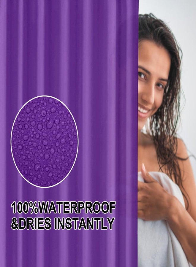 timecity Shower Curtain Liner Purple PEVA Bath Curtain with 3 Magnets Thickened Waterproof Quick Drying Shower Curtain Set with 12 White Plastic Hooks Shower Liner for Bathroom Shower,71x71inch - Image 3