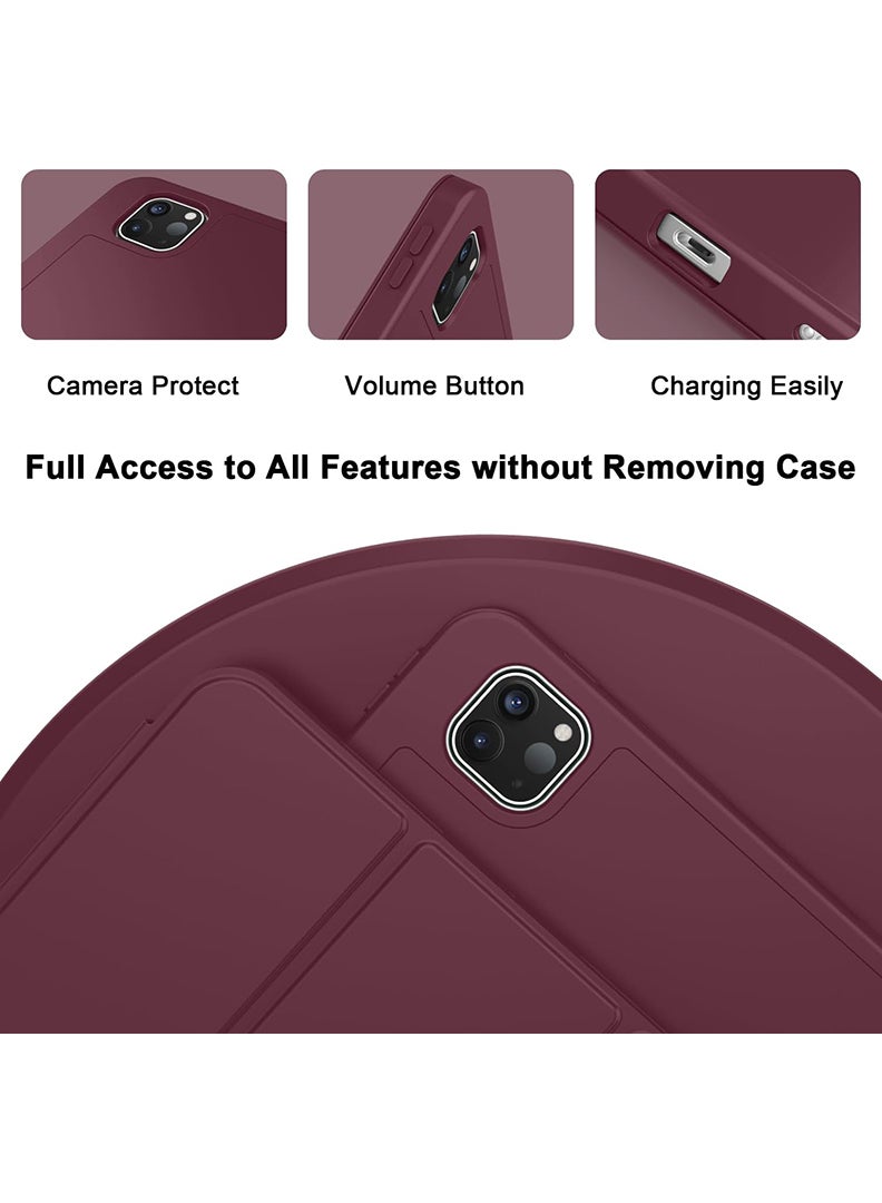 Theodor iPad Pro 11 Inch Case 2022(4th Gen)/2021(3rd Gen)/2020(2nd Gen) with Pencil Holder, Smart iPad Case With Pencil Holder Slim Tablet Cover with Soft TPU Back, Auto Wake/Sleep Wine - Image 3