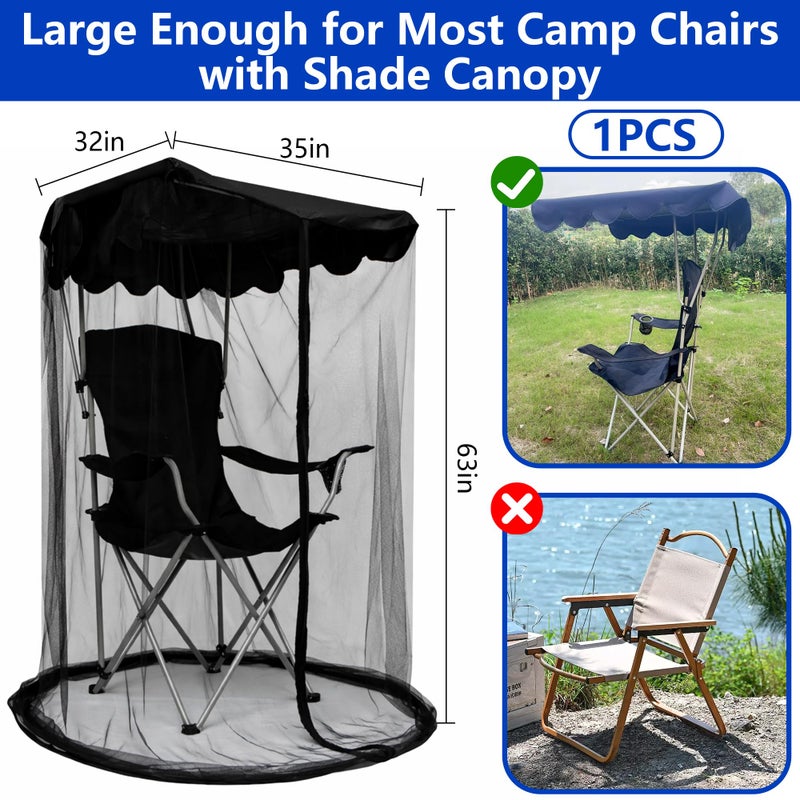 Shupakul 63" H Canopy Chair Mosquito Net, Mosquito Mesh Chair Net with Waterproof Roof and Zipper Opening,Mosquito Net Chairs Cover for Outdoor Hiking Hunting Fishing Camping, Excluding Chairs - Image 2