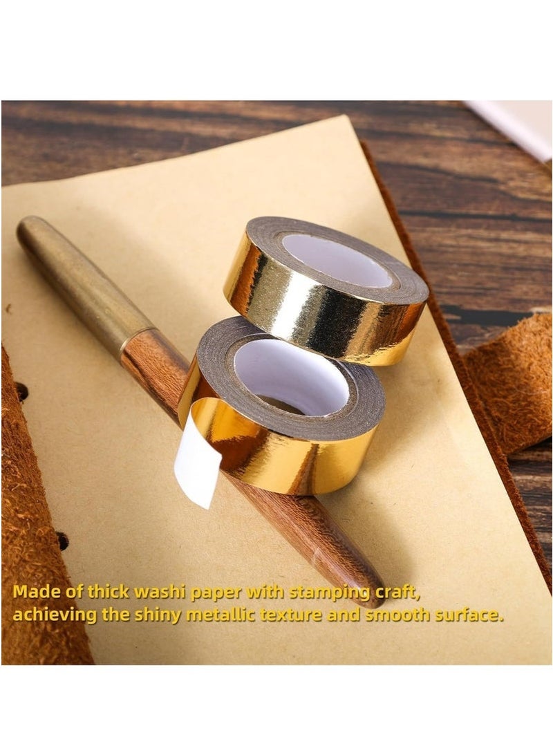 GIFT 4 Rolls Gold Solid Foil Washi Tape, Decorative Self Adhesive Masking Tape, 0.59in x16.4FT - Image 2