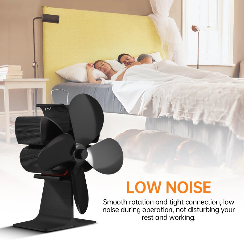 Heat Powered Stove Fan With Overheating Protection For Wood Burner Black - Image 4