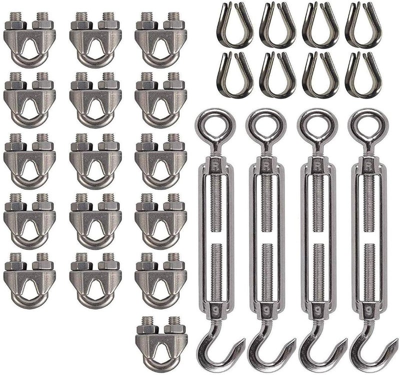 DIY Crafts Pack Of 3 Kits Turnbuckle Tension Turnbuckle Tension Wire Rope with EyeHook M6 18 Inch Wire Rope Cable Clip Clamp M3 Pack Of 3 Kits Turnbuckle Tension - Image 1