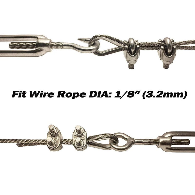 DIY Crafts Pack Of 3 Kits Turnbuckle Tension Turnbuckle Tension Wire Rope with EyeHook M6 18 Inch Wire Rope Cable Clip Clamp M3 Pack Of 3 Kits Turnbuckle Tension - Image 3