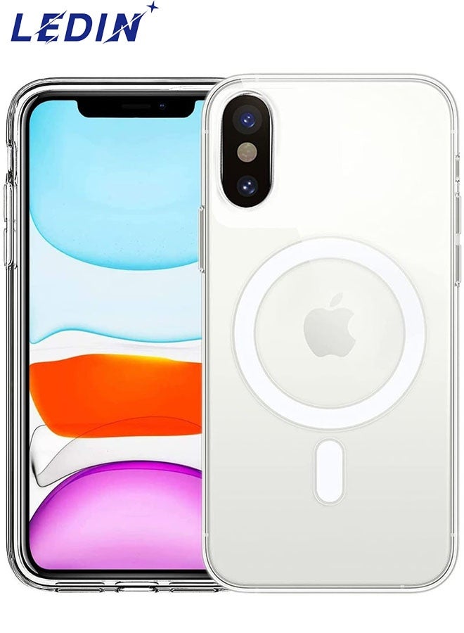 ليدين جراب مغناطيسي شفاف لهاتف iPhone X/XS متوافق مع MagSafe، حماية من الدرجة العسكرية، مصد للهاتف - Image 1