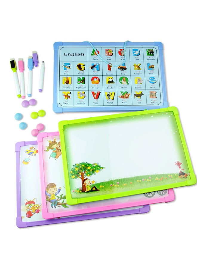 Whiteboard Magnetic Writing Board Home Children's English Alphabet Teaching Practice Blackboard Infant Baby Early Education Teaching Aids-Color:Blue - Image 1