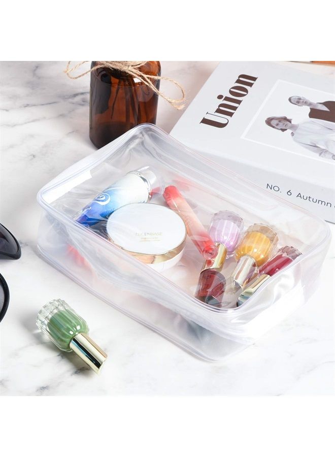 Wobe 5 عبوات حقيبة مستحضرات تجميل شفافة معتمدة من TSA، حقيبة أدوات تجميل مزودة بسحاب من PVC، حقيبة مكياج محمولة للسفر في العطلات، الحمام وتنظيم مستحضرات التجميل المقاومة للماء (كبيرة، بيضاء) - Image 1