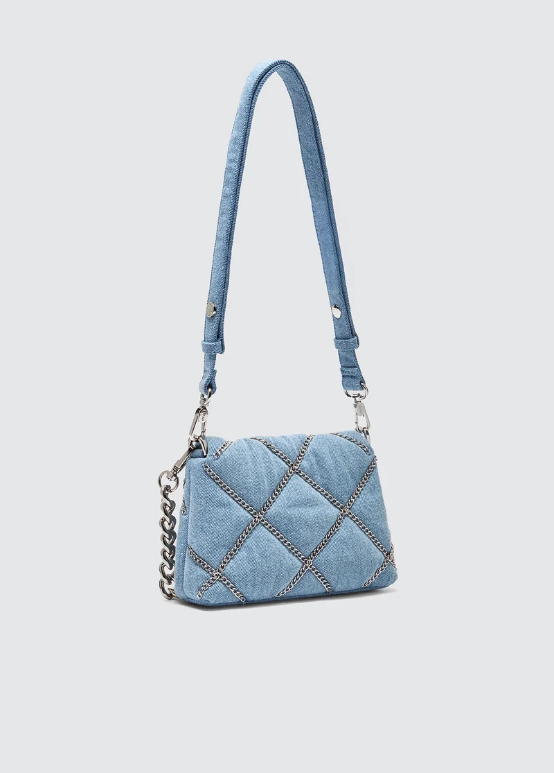 Liu Jo Denim LaPuffy shoulder bag with chains
