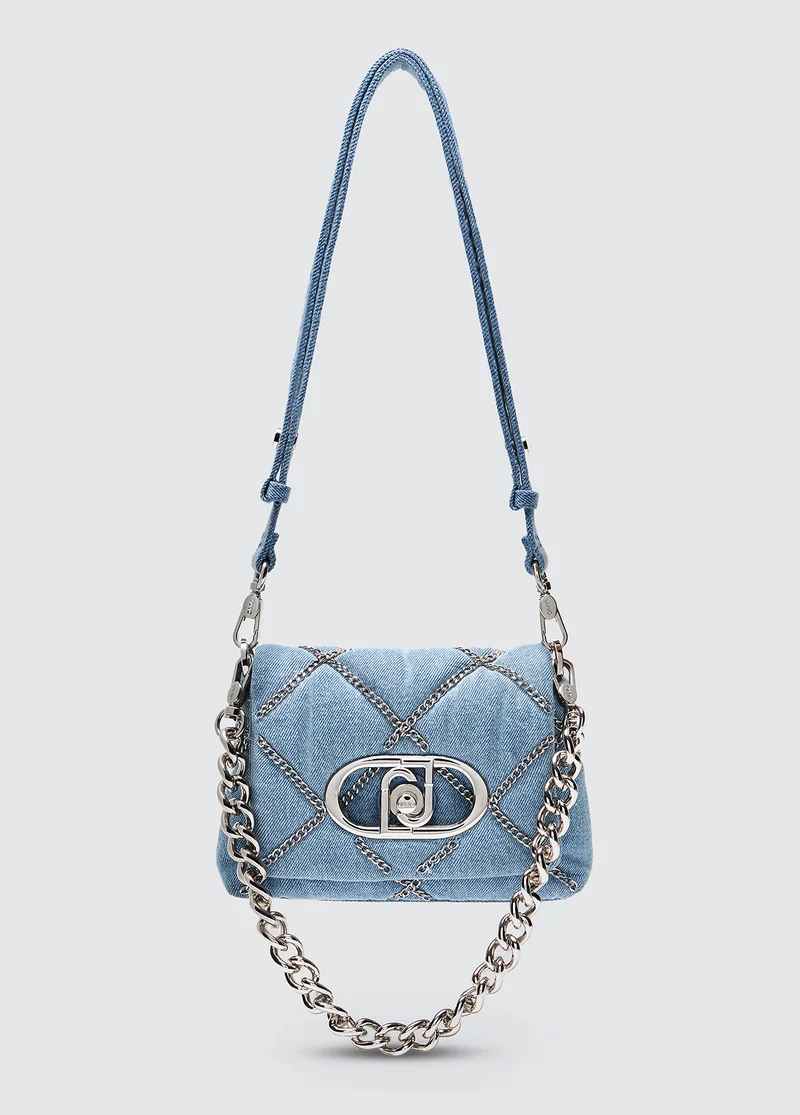 Liu Jo Denim LaPuffy shoulder bag with chains