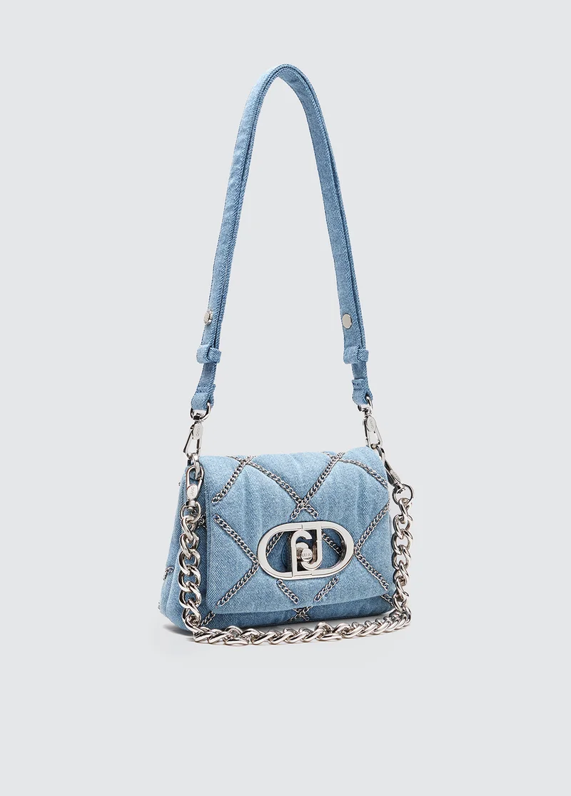 Liu Jo Denim LaPuffy shoulder bag with chains