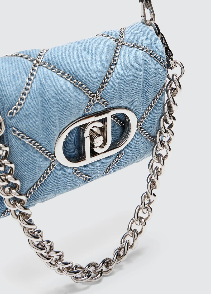 Liu Jo Denim LaPuffy shoulder bag with chains