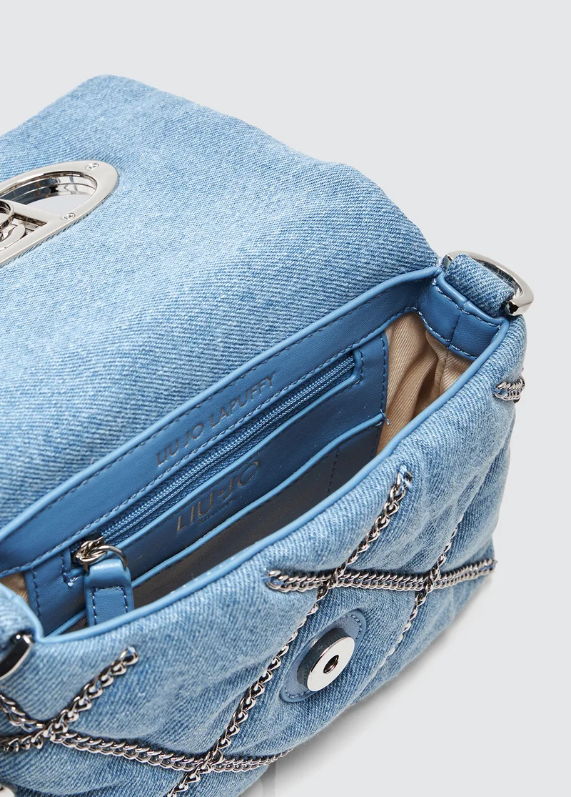 Liu Jo Denim LaPuffy shoulder bag with chains