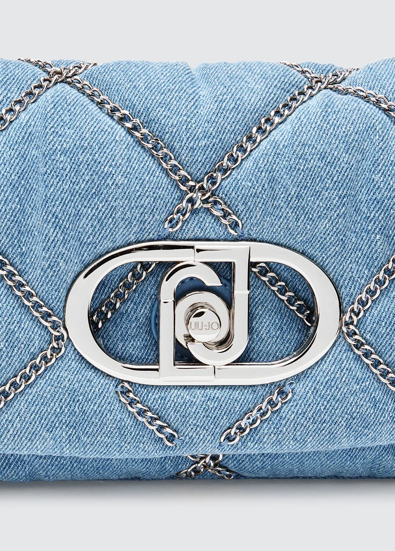 Liu Jo Denim LaPuffy shoulder bag with chains