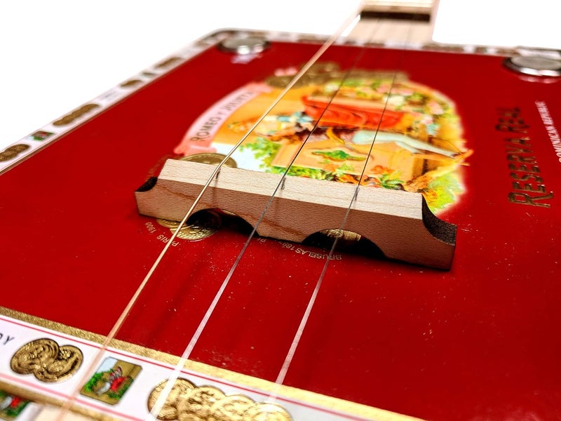 C. B. Gitty Complete DIY 3-String Fretted Cigar Box Guitar Kit with Neck - includes Acoustic/Electric Pickup - Image 3