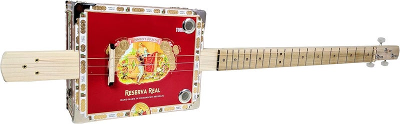 C. B. Gitty Complete DIY 3-String Fretted Cigar Box Guitar Kit with Neck - includes Acoustic/Electric Pickup - Image 2
