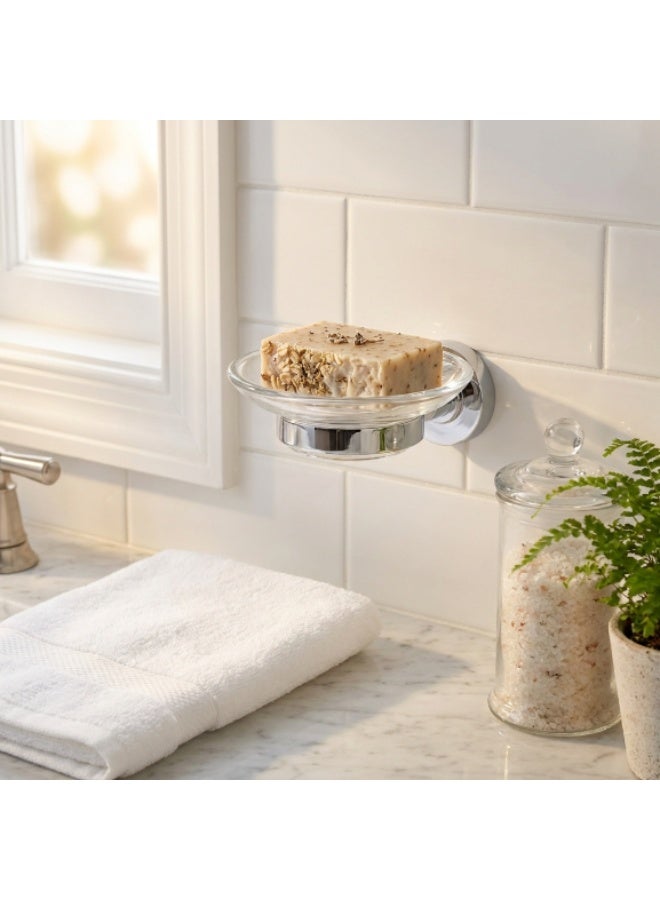 Ideal Standard IOM Transparent Glass Wall-Mounted Soap Dish with Chrome Metal Holder, 127 x 114 x 48 mm - Image 2