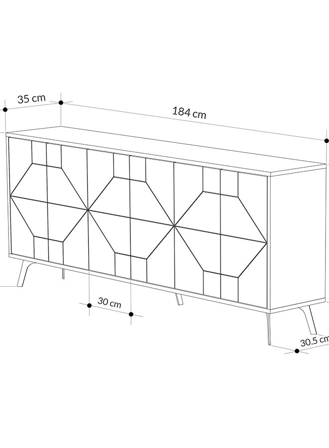 Mourah Home Dune Console  Modern Sideboard With 6 Doors  Storage Cabinet For Living Room Office Lounge Dining Room Kitchen Hallway  35X77.4X181 Cm White  - Image 4