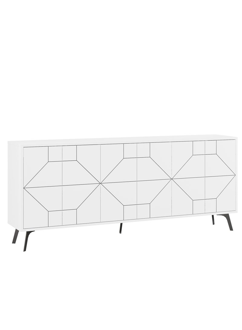 Mourah Home Dune Console  Modern Sideboard With 6 Doors  Storage Cabinet For Living Room Office Lounge Dining Room Kitchen Hallway  35X77.4X181 Cm White  - Image 3