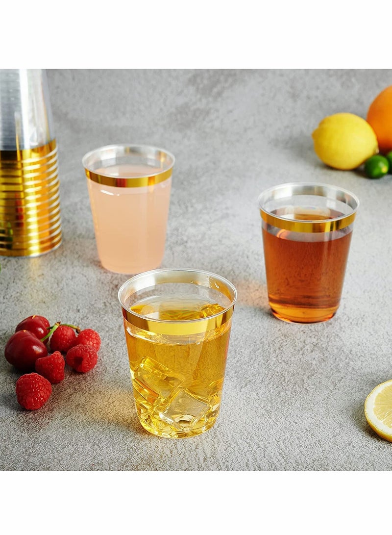 Excefore Gold Rimmed Plastic Cup, 10oz Clear Plastic Cups Tumblers, Fancy Disposable Hard Plastic Cups with Gold Rim for Wedding Cups Elegant Party Cup - 20Pack - Image 4