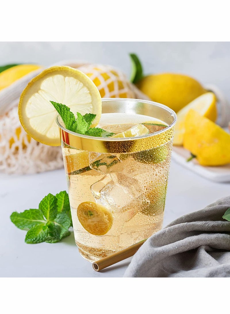 Excefore Gold Rimmed Plastic Cup, 10oz Clear Plastic Cups Tumblers, Fancy Disposable Hard Plastic Cups with Gold Rim for Wedding Cups Elegant Party Cup - 20Pack - Image 5