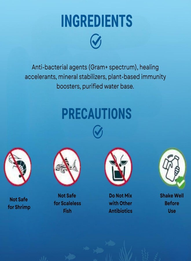 سلسلة فيش سيف للتحكم في البكتيريا موجبة الجرام | علاج العدوى البكتيرية + معزز الشفاء | مصمم لأحواض السمك الهندية (30 مل) - Image 5