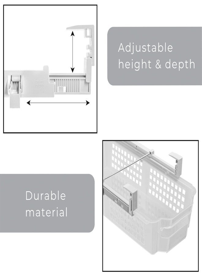 Smart Design Adjustable Pull Out Refrigerator Drawer - Medium, Set of 3 - Extendable Rails and Handle - BPA Free - Holds 15 lbs - Fridge Bin, Freezer, Pantry Food Storage Organizer - Kitchen - Clear - Image 5