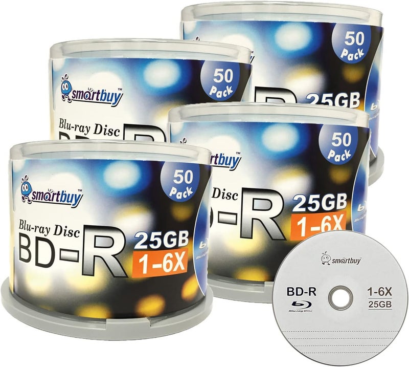 Smartbuy 25 جيجابايت 6X BD-R قرص بلو راي طبقة واحدة شعار فارغ وسائط قابلة للتسجيل حزمة عمود (200 قرص) - Image 2