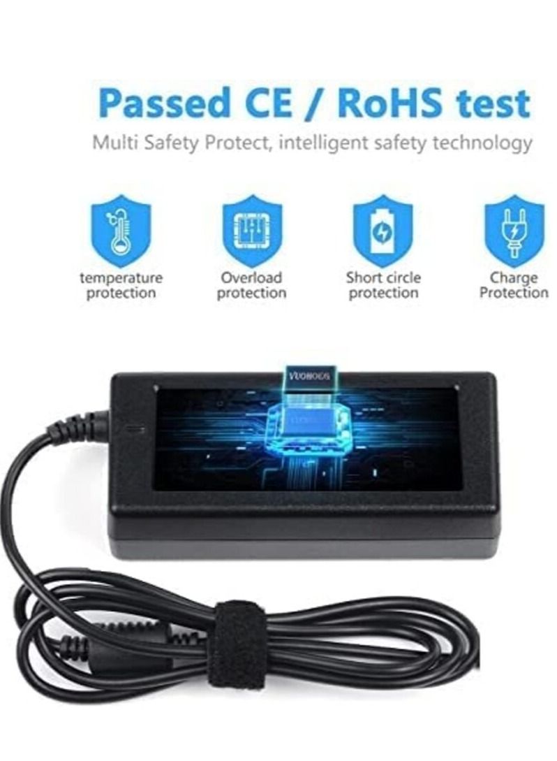 NTECH 65W 19V/3.42A Acer Laptop Charger Yellow Connector and Black Power Cord Tips 5.5x1.7mm
