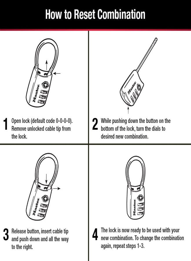 Master Lock Set Your Own Combination TSA Approved Luggage Lock, Travel Zipper Padlock is Perfect for Suitcases, Bags, or Backpacks, 4 Pack, Color May Vary, 4688EC4 - Image 2