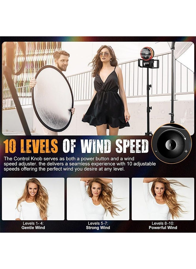 LENSGO Portable Photography Fan Blower,Powerful Wind Stage Effect with 10 Level Adjustable Wind,for Fashion Portrait Photo Shooting,Weddings,Photography Teams,Outdoor Events,Creators,Including Batteries  - Image 3
