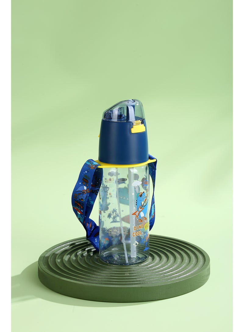 Five dream house Dinosaur Theme Kids Water Bottle Spray Cup, 580ML Leakproof Water Bottle with Adjustable Shoulder Strap, Portable Drinking & Cooling Cup for Kids - Image 1