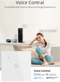 O8.design WiFi Smart Wall Light Switch, Wireless Switches, No Neutral Wire Required, Compatible with Alexa and Google Home, APP Remote Control Touch Switch, No Hub Required, Voice Control White 1 Gang  - Image 3