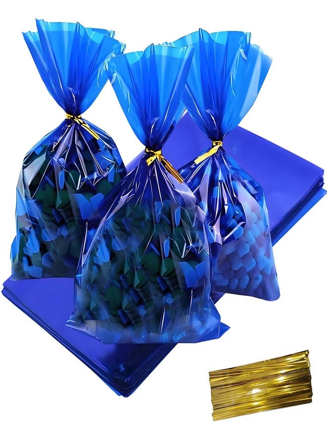 KUNYYI Blue Cellophane Treat Bags - 100Pcs Cello Bags Resealable 6x9 Inch Candy Favor Bags for Parties, Holidays, Snacks Goodie Gifts Party - Image 1