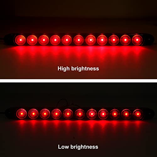 Konrali 4Pcs 16 Inch Red 11 LED Trailer Tail Lights Bar Sealed Trailer Truck Car Stop Turn Tail Third 3rd Center Stop Brake Lights Bar Trailer Left Right Turn Signal Lights Bar IP67 Submersible - Image 3